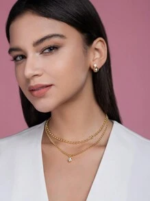 1pc 1 Carat Round Moissanite Pendant Necklace, 18K Gold Plated 925 Sterling Silver, Elegant Multi-Layer Stackable Design, Low Allergy Nickel-Free Material, Brilliant & Luxurious, Perfect Gift For Anniversary, Birthday Or Special Occasions, Comes With GRA Certificate