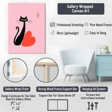 1Pc Valentine's Day Wall Art Prints, Pink Valentine's Day Black Cat And Love Heart Art Poster Valentines Wall Decor For Wedding Home Living Room Bedroom, Gift For Men Women Couples Lovers - Multicolor - View 6