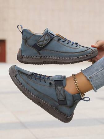 2025 年秋冬女士休闲靴，手工缝制，一脚蹬，橡胶防滑鞋底，时尚百搭，适合所有季节