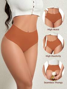 SHARICCA 6pcs Women's Underwear High Waisted Seamless Thong Women's No Show Panty Multi-Pack