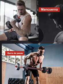 Lawuto Dumbbell Set, Straight Bar Exercise Kit Adjustable 15kg Black Color - Black - View 4