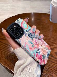1pc Soft Silicone Phone Case With Light Blue & Pink Marine Life Graphic, Vertical Stripe & Faux Leather Texture, Compatible With IPhone Apple 16/16 Plus/16 Pro/16 Pro Max & Waterproof Shockproof Anti-Fall Scratch Resistant - Multicolor - View 10