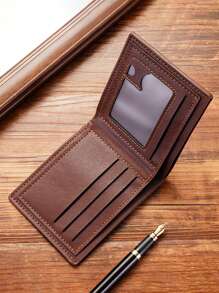 1-3pcs/Set Men's Pu Leather Short Wallet, Fashionable Plaid Soft Wallet, Large Capacity Multi-Card Slots, Can Store Large Bills, Simple Coin Pocket, Credit Card Bank Card ID Card Photo Slot, Business Casual Style, Is An Ideal Gift For Men's Birthday Or Partner, Youth Fashion Style For Men And WomenLarge Capacity Multi-Card Slots,Business Casual Style,Birthday Gift,Graduation Gift,Father's Day Gift - Multicolor - View 4