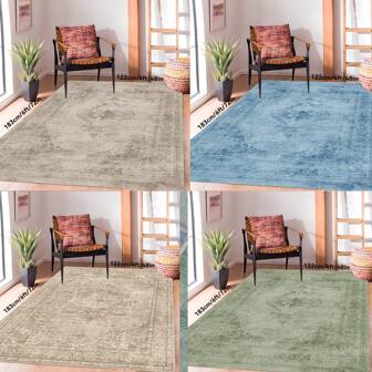1 stuk luxe compacte shaggy chenille vloerkleed in bohemienstijl in Europese stijl, dik, zacht, antislip, opvouwbaar, wasbaar, zeer absorberend, kleurrijk bedrukt, hoogwaardig tapijt voor alle seizoenen, voor woonkamer, slaapkamer, keuken, eetkamer, hal, entree en decoratie