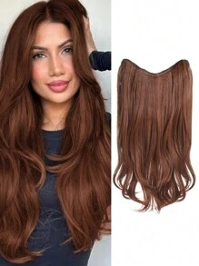 女士假发四夹一体式分层接发（18-28 英寸）合成发 V 形长直夹入式接发日常派对装饰，深棕色