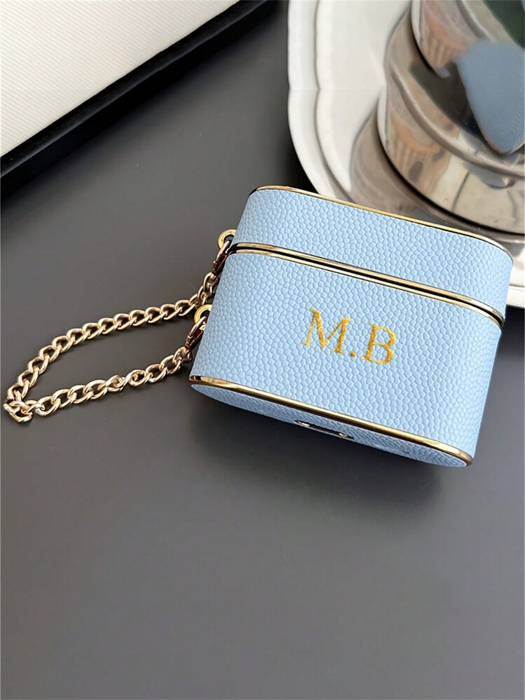 [Personalizado] Funda de cuero sintético con patrón de litchi personalizada de lujo con letra/nombre personalizado para auriculares 1 2 3 4 Pro 2 - Multicolor - Añade 19