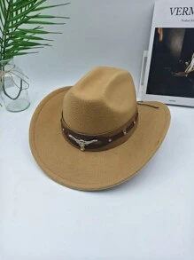 Unisex Western Style Szeroki Rondo Miękki Filcowy Kapelusz, Modny Design Z Paskiem, Nadaje Się Do Aktywności Na Świeżym Powietrzu, Ochrona Przed Słońcem, Urodziny, Festiwale Muzyczne, Imprezy, Idealny Prezent