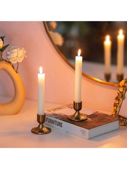 12 件金色锥形烛台，适用于桌面中心装饰、婚宴、节日圣诞披风、家居装饰、万圣节/圣诞节装饰、房间装饰，