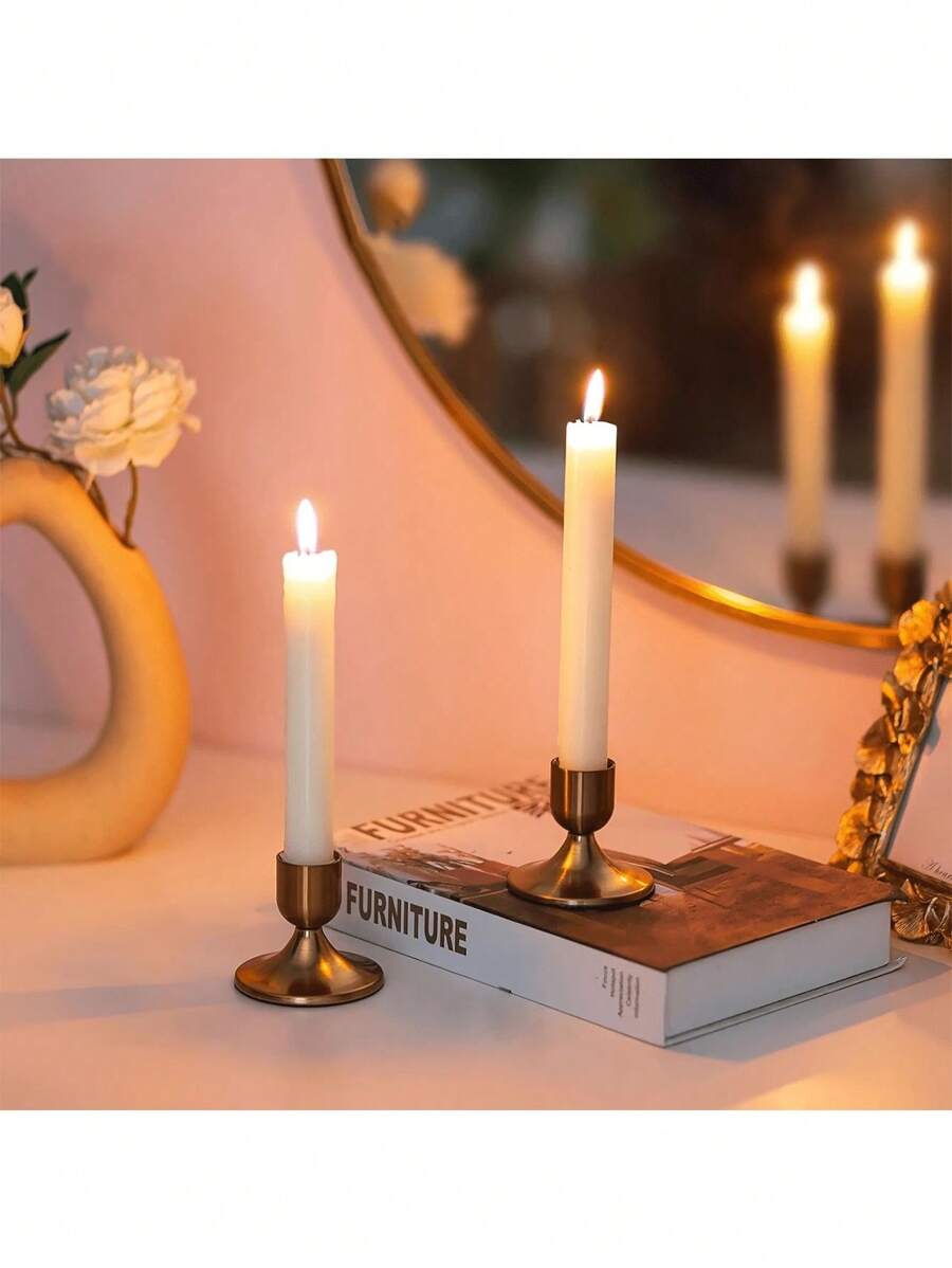 12 pièces Chandeliers coniques dorés, pour centres de table, réceptions de mariage, capuchons de Noël, décoration de la maison, décoration d'Halloween/Noël, décoration de chambre - Couleur cuivre - Voir 1