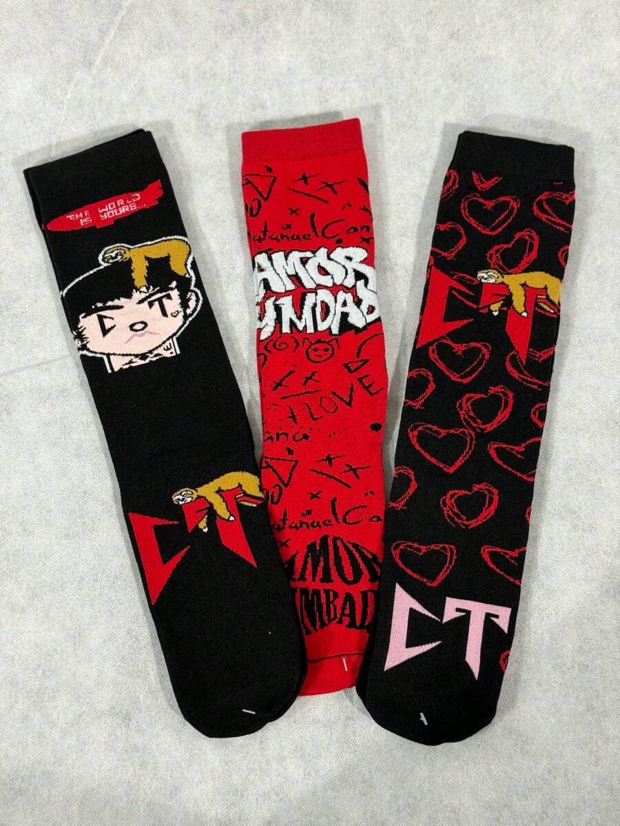 Calcetines Unisex con estampado de Corridos Tumbados - Negro - Ver 1