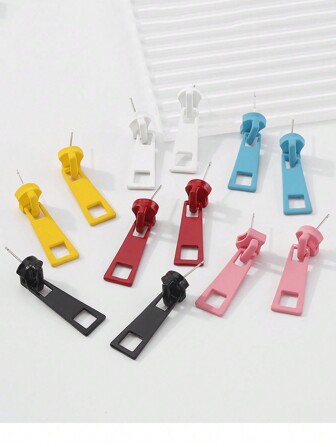 1 Paar unisex, modische, kreative Reißverschluss-Ohrringe, minimalistische personalisierte Ohrringe in verschiedenen Farben