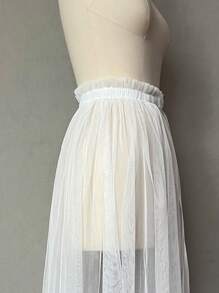 1 件白色新娘派对礼服，配有可拆卸裙裾、松紧腰带和荷叶边，长度 80 厘米，万圣节 - 白色 - 查看 3