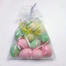 12/24pcs Easter Eggs Colorful Bunny Painted Plastic Hanging Pendant DIY Easter Egg Crafts For Home Easter Party Supplies Decoration - Multicolor - View 12