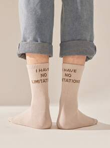 2 pares de calcetines tipo tripulación con estampado de letra "NO TENGO LIMITACIONES" para unisex, calcetines deportivos resistentes al olor y transpirables, calcetines para parejas, personalizados, motivadores, excelentes regalos para amigos, familia, parejas, niños, multicolor, talla 38-46