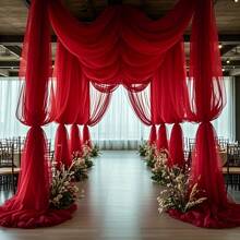 1 Stück eleganter burgunderroter Hochzeitsbogen Vorhang aus Tüll, romantische Braut-Zeremonie Dekoration, geeignet für Liebesthemen-Anlässe, Hochzeiten Outdoor, Geburtstage, Heiratsanträge, Verlobungen, Weihnachten, Silvester-Partys, burgunderroter Vorhang, Größe 75*600cm, 160*600cm, 160*1000cm