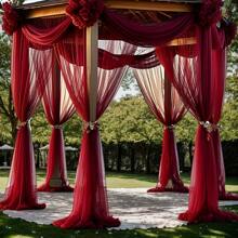 1 Stück eleganter burgunderroter Hochzeitsbogen Vorhang aus Tüll, romantische Braut-Zeremonie Dekoration, geeignet für Liebesthemen-Anlässe, Hochzeiten Outdoor, Geburtstage, Heiratsanträge, Verlobungen, Weihnachten, Silvester-Partys, burgunderroter Vorhang, Größe 75*600cm, 160*600cm, 160*1000cm