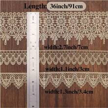 ZNZAKKA 1yard Golden Lace Trim Vintage Crochet Lace Ribbon Craft Lace For Sewing, Gift Package Wrapping, Bridal Wedding Decoration, Scrapbooking Supplies ,Crafts And Sewing Costume Or Jewelry - Gold - View 2