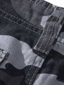 شورتات كاجوال فضفاضة مستقيمة الساق مع جيوب، بطراز الكامفلاج، لرجال/أولاد، طراز الشارع الصيفي - الأزرق - مشاهدة 7