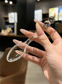 1 个串珠玻璃甜点碗/1 个串珠勺，独特的透明玻璃器皿，带串珠和蝴蝶结边缘，短脚冰淇淋碗，冷饮和甜点杯，水果碗，蔬菜沙拉碗，冰淇淋甜点串珠勺，适用于家庭、办公室、餐厅 - 珠點矮腳碗 - 查看 7