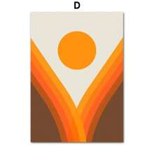 1 件复古 70 年代风格艺术印刷品橙色线条花朵太阳抽象形状海报帆布画墙画客厅装饰无框架 - 彩色 - 查看 22