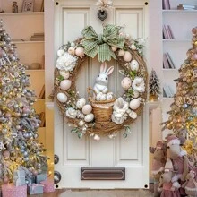 1pc Easter Rabbit & Easter Egg Door Curtain, Suitable For Indoor And Outdoor Use, Modern Design Perfect For Home And Party Decoration (Door Decor Not Included), 2D Design - Multicolor - View 3