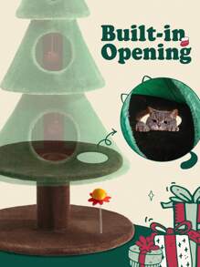 Allewie 63 Inches Cat Tree For Indoor Cat/ Cat Tower With 3 Condos/ 5ft Cat Christmas Tree Party Decoration/ Cat Activity Center Play House And Beds/Green * Bed Frame Queen Queen Bed Frame Bed Frame Full Full Size Bed Frame King Size Bed Frame Twin Bed Frame Room Decor Home Decor Christmas Decor Bedroom Decor Valentine Day Decor Storage Living Room Decor Furniture House Decor - màu xanh lá - Xem 8