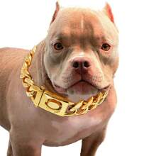 Strong Stainless Steel Dog Collar Choke With Buckle Lock Golden Cuban Link Chain Training Collar For Pets Metal Necklace - Gold - View 5