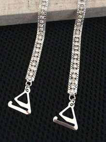 2pcs/Pair Rhinestone Decorated Women's Bra Straps Metallic Backless Bra Underwear Accessories Summer Cooling, Beach, Travel - Multicolor - View 8