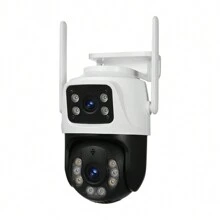 Telecamera di sicurezza intelligente 8MP 4K, Ultra HD, doppio obiettivo, visione a 360°, resistente agli agenti atmosferici, visione notturna, allarme vocale, rilevamento intrusioni per la sicurezza di tutta la casa e il monitoraggio esterno