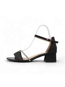 Elegant Sandals With Sparkling Rhinestones And A Crisscross Strap Design. Stylish Sandals Summer Sandals For Women - Black - View 3
