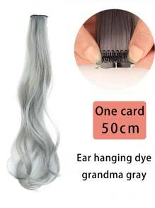 20inch Kids' Colored Curly Hair Extensions, One-Piece Seamless Invisible Clip-In Hair Extension For Adorable And Sweet Look - Multicolor - View 4