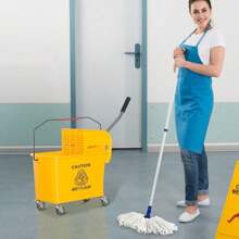 Mop Bucket With Wringer On Wheels For Floor Cleaning, 21 Quart, Separate Dirty And Clean Water, Yellow - Yellow - View 1
