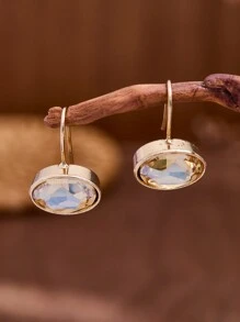 MONLOTTI 1 para biżuterii zachodniej proste i modne złote żółte owalne kolczyki ze szkła kryształowego, biżuteria boho letnie kolczyki dla kobiet, elegancka biżuteria damska
