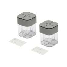 CNCEST 2 Piece Spice Jars Square Set 200ml Spice Container With Holes Plastic Spice Shaker 4 In 1 Spice Jars Transparent Spice Boxes For Salt, Pepper, Spices, Sugar - Grey - View 6
