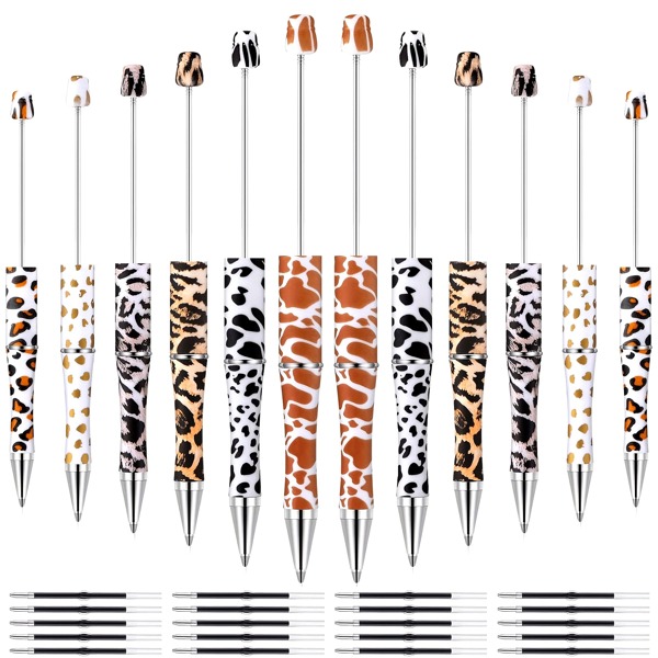 Juego de 16/32 bolígrafos de plástico, bolígrafos, bolígrafo con estampado de leopardo o de vaca, bolígrafo con diseño animal, bolígrafo de tinta negra, apto para graduación, maestros, escuela, oficina, manualidades, productos de fabricación de bolígrafos, útiles escolares, vuelta al cole
