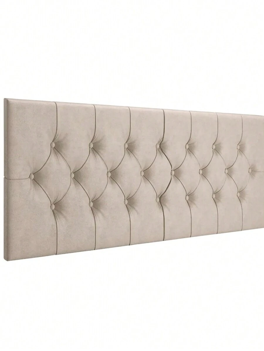 Cabeceira Painel Deluxe Estofada Capitonê Casal Areia- 1,40 metros