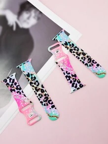 1条亮粉色和蓝色豹纹硅胶表带，适用于38/40/41/42mm/42/44/45/46/49mm表盘，兼容 Ultra 2/SE/10/9/8/7/6/5/4/3/2/1 - 藍粉紅色 - 查看 7