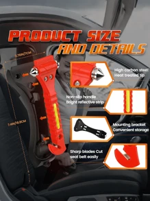 1pc/2pcs Emergency Car Escape Hammer Glass Breaker Seatbelt Cutter - Compact Safety Tool For Vehicle Emergencies