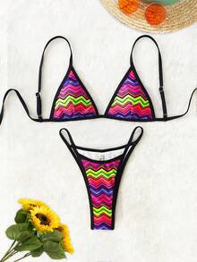 PEPPERMOLLY Nowe miękkie wyściełane paski regulowane paski seksowne bikini bez pleców, damski letni zestaw plażowy, zielony z czarnym wykończeniem - zielona czarna ramka - Zobacz 1