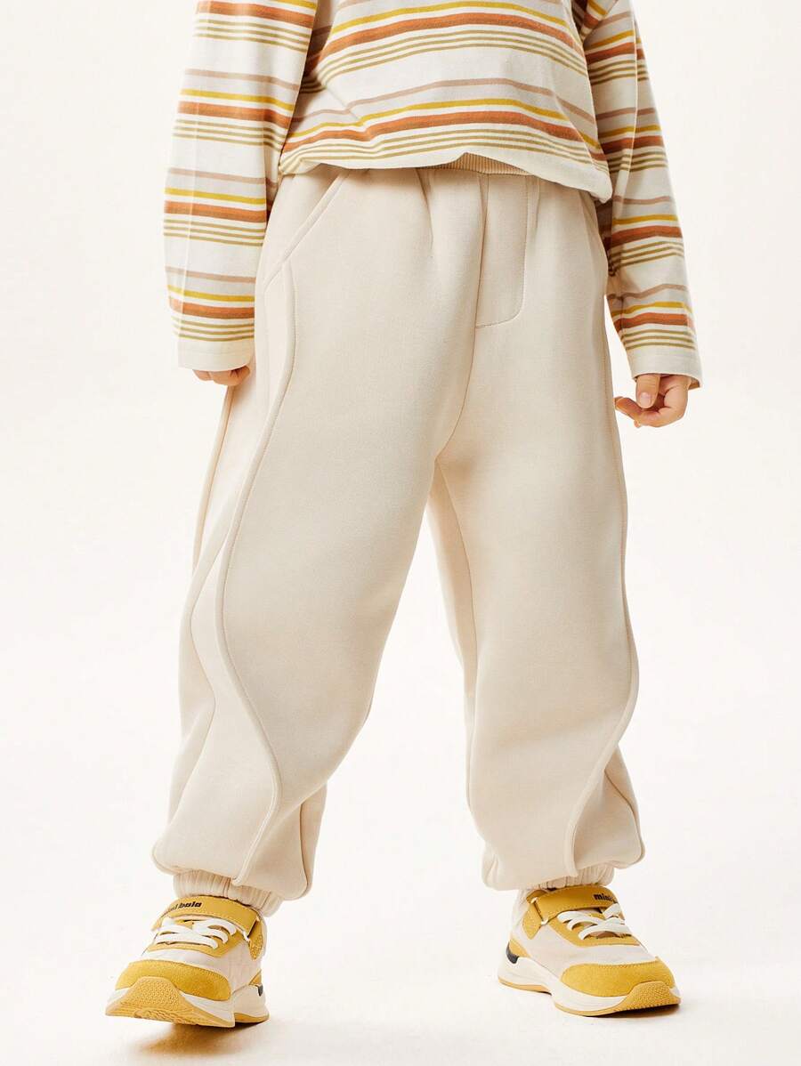 mini bala 儿童可调节腰围裤子，时尚又保暖的下装 - 淺卡其 - 查看 1