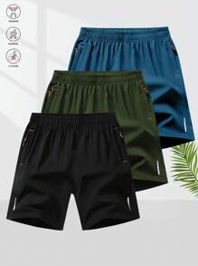 Men's Quick-Dry Casual Loose Shorts, Breathable Fitness Running Sports Shorts, Summer - Army Green - View 2