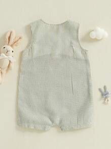 Toddler Girls Boys Clothes Ovrealls Rompers Easter Clothes Rabbit Carrot Embroidered Sleeveless Baby Bodysuits Jumpsuits - Green - View 6