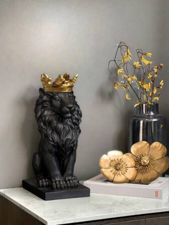 1 件金色/白色/黑色狮子王雕像，家庭狮子系列，客厅和电视和办公室架子装饰，咖啡桌装饰，家居装饰，送给男士的最佳礼物，父亲节礼物，男孩，祖父（金色）（白色）（黑色）