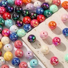 Assorted Multi-Color Acrylic Beads 6-16mm, Shiny Solid Colors, Bulk Beads With Hole For DIY Jewelry Making, Crafts, Necklaces, Keychains, Phone Charms - Random Color Mixing - View 11