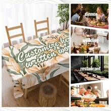 Customizable Text Tablecloth, Made Of Polyester Woven Fabric, Machine-Made, Family Name Customizable, Perfect For Home And Dining Room Decor, Suitable For All Seasons - Multicolor - View 4