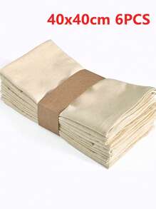 2/6/12pcs Natural Wood Tone Linen-Like Thin Napkins, Suitable For Wedding, Party, Dining, Restaurant, Kitchen, Dining Table Decor, 40x40cm/45x45cm, Daily Home Decor - Beige - View 10