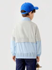 mini bala Kids' Lightweight Waterproof Jacket, Skin-Friendly Spring Wear - Light Blue - View 3