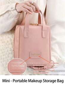 1个大容量化妆包，化妆刷收纳包，化妆包，洗漱包，便携旅行手提包，收纳包，护肤品收纳包，化妆包，浴室收纳包，化妆品收纳包，便携旅行包，手拿包，适用于浴室、护肤、化妆、眉笔收纳、化妆品收纳、口红、粉扑、眼影盘收纳，化妆包，旅行必备 - 彩色 - 查看 5