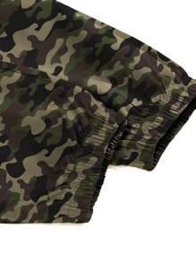 1pc Men's Outdoor Camouflage Print Multi-Pocket Cargo Pants, Casual Loose Fit Drawstring Joggers For Spring/Autumn Hiking, Beach, Daily Commute, Running, Fitness, Cropped Pants - Green - View 5