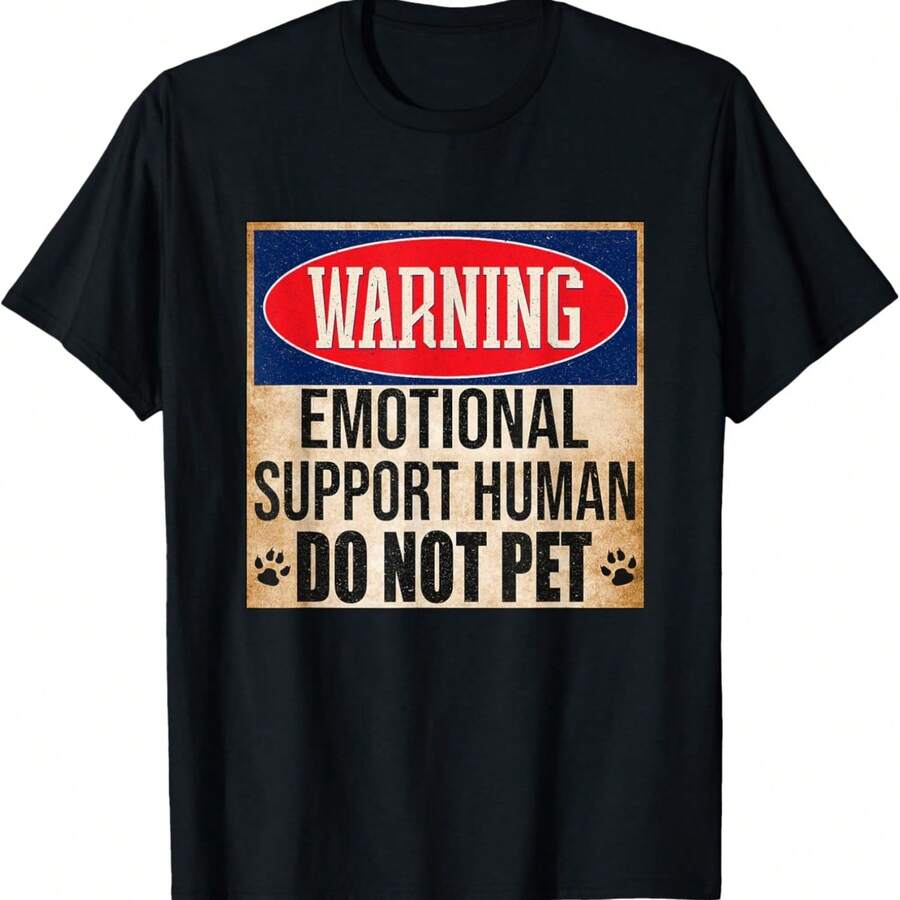 Emotional Support Human Do Not Pet Humor Furbaby T-Shirt - 黑色 - 查看 1